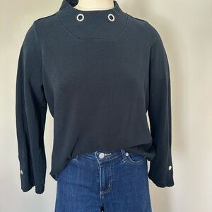 E.L.I. Made in Peru Black Women's Top with Button Accents